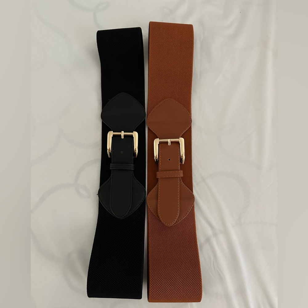 size XL stretch belts (1 brown/1 black)